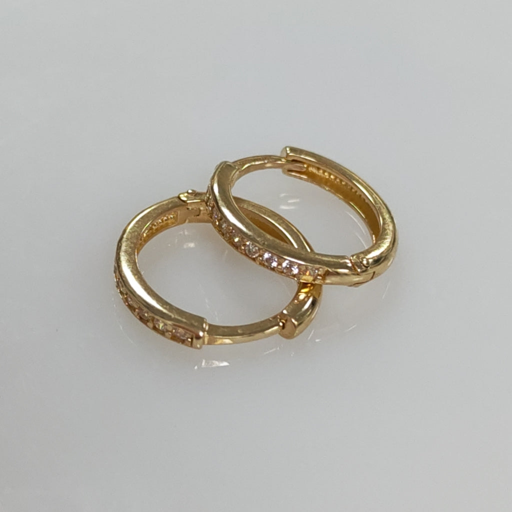 ARETES HUGGIES C CIRCONIA 14K 1.6 GR (NUEVO)