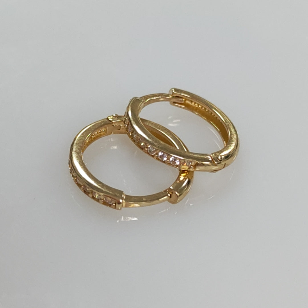 ARETES HUGGIES C CIRCONIA 14K 1.6 GR (NUEVO)