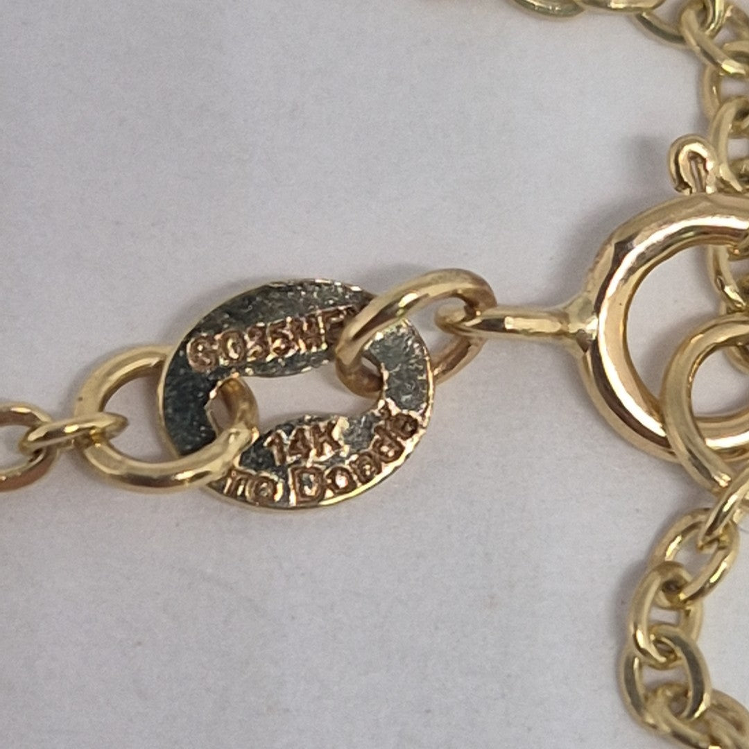 PULSERA ESPECIAL CON TREBOL 14K 18 CM 1.8 GR (NUEVO)