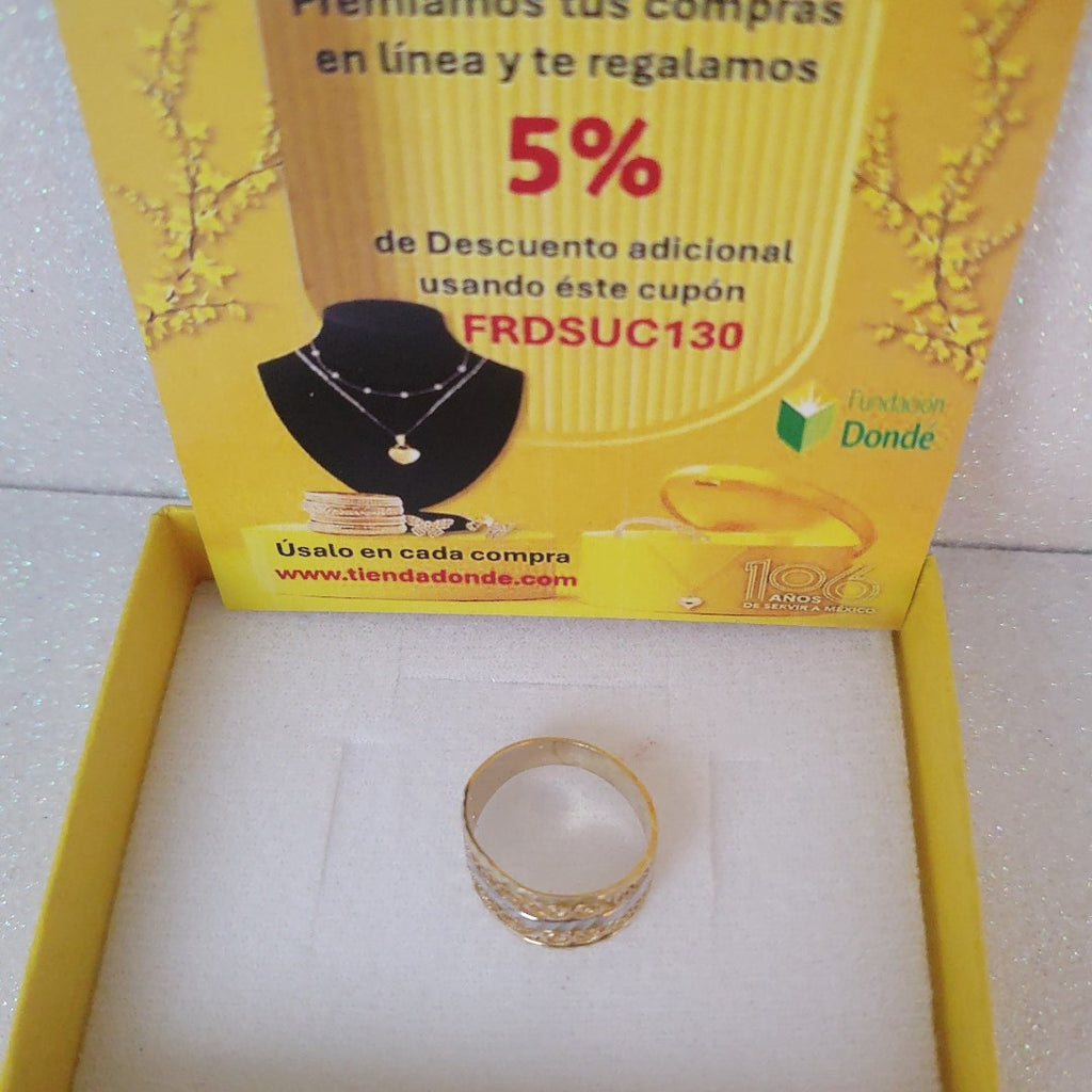 ANILLOS TIPO FILIGRANA COMBINADO 14K TALLA 7 2.6 GR (NUEVO)