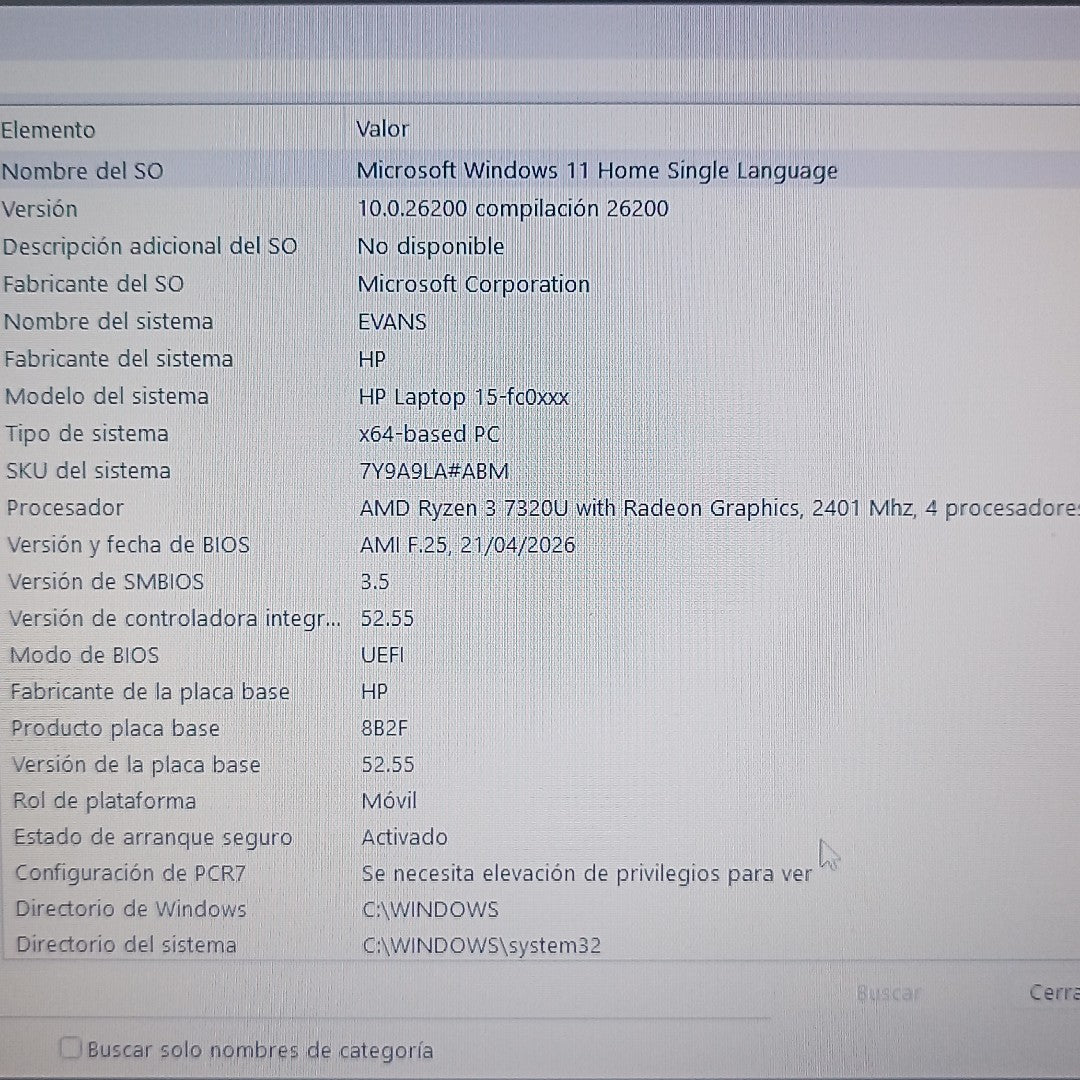 LAPTOP HP 15-FC0000LA(2024) 512 GB SSD 8 GB RAM (SEMINUEVO)