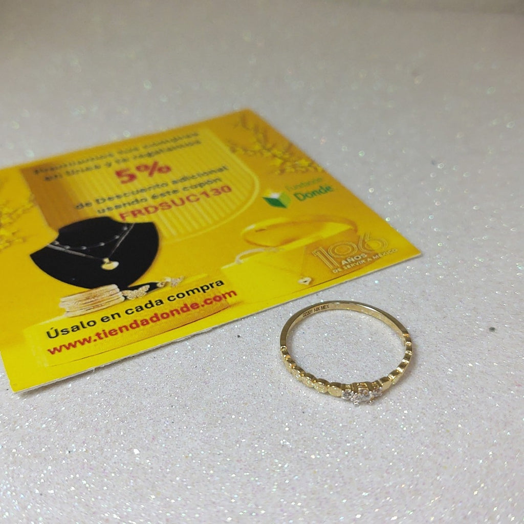 ANILLO ANILLITO C CIRCONIAS 14K 8 TALLA 1.2 GR (NUEVO)