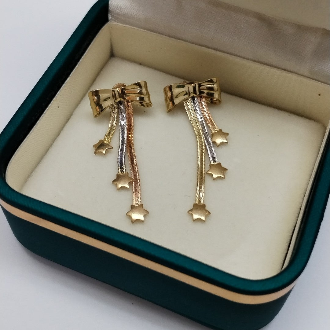 ARETES PAR ORO, ORO COMBINADO 14 K 3.4 GRMS (SEMINUEVO)
