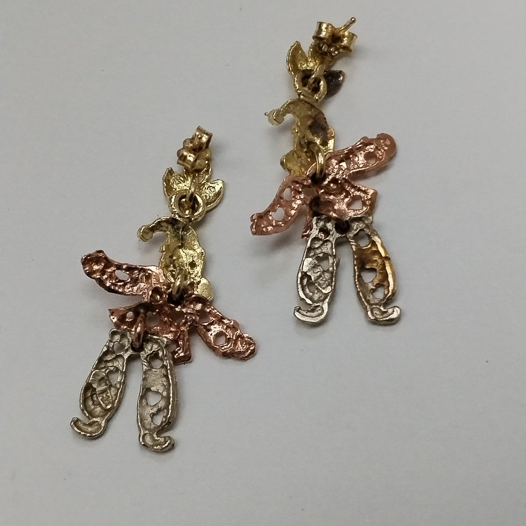 ARETES PAR ORO, ORO COMBINADO 14 K 4.4 GRMS (SEMINUEVO)