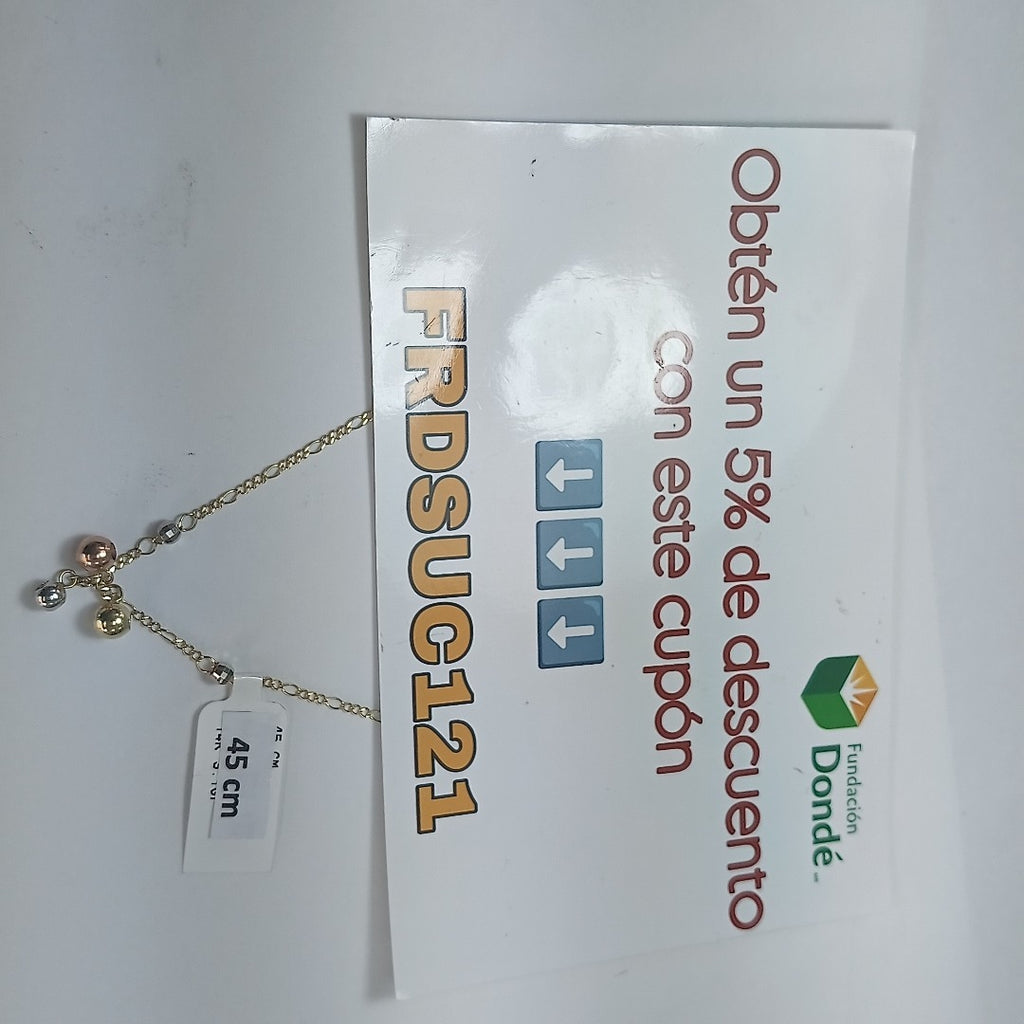 CADENA GARGANTILLA 3X1 CON ESFERAS COMBINADAS 14K 45 CM 3.1 GR (NUEVO)