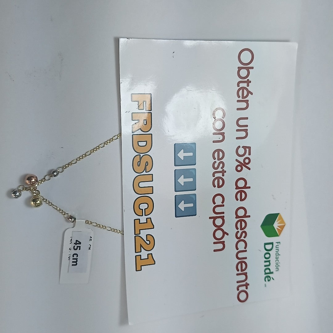 CADENA GARGANTILLA 3X1 CON ESFERAS COMBINADAS 14K 45 CM 3.1 GR (NUEVO)
