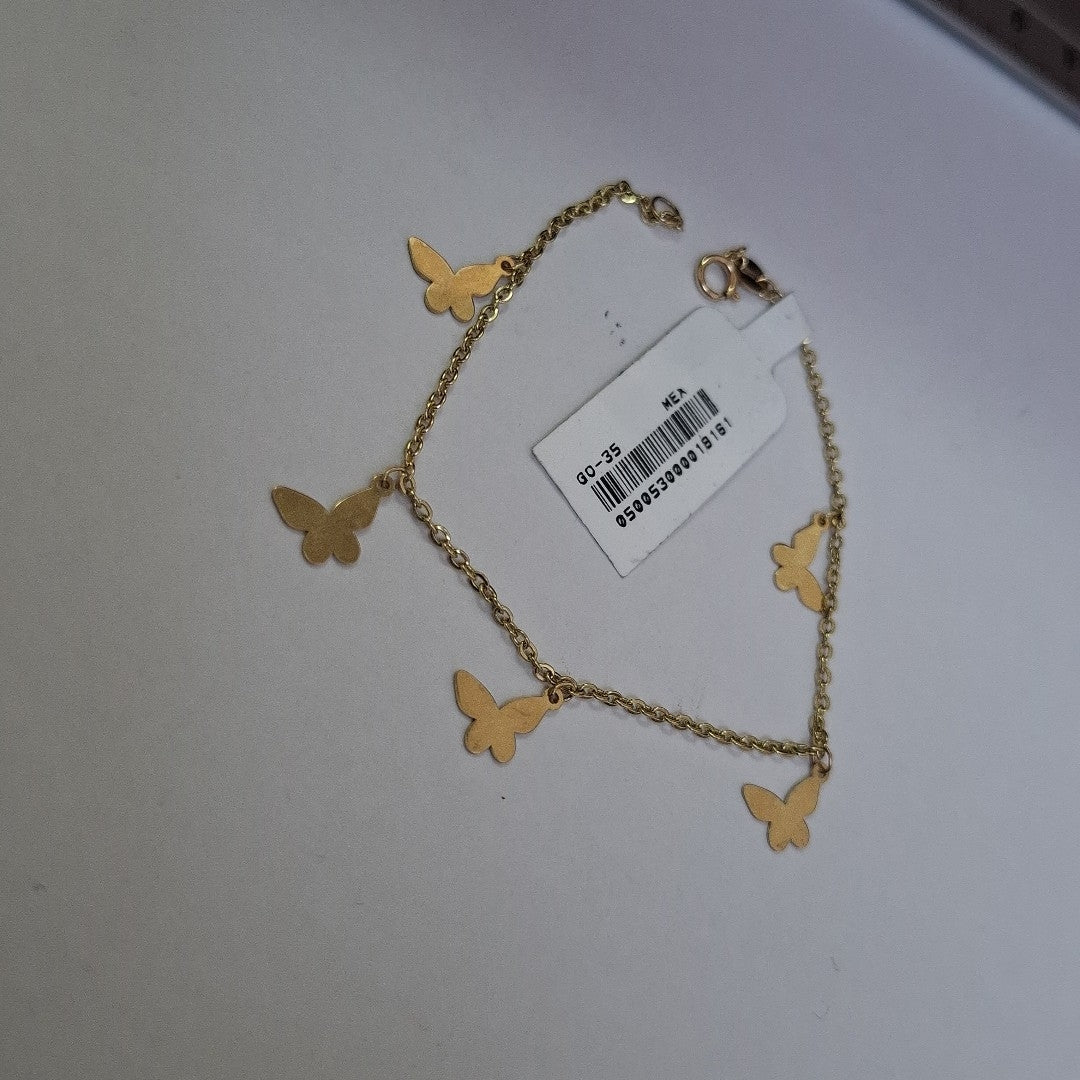 PULSERA ESPECIAL CON MARIPOSAS 14K 18 CM 2.1 GR (NUEVO)