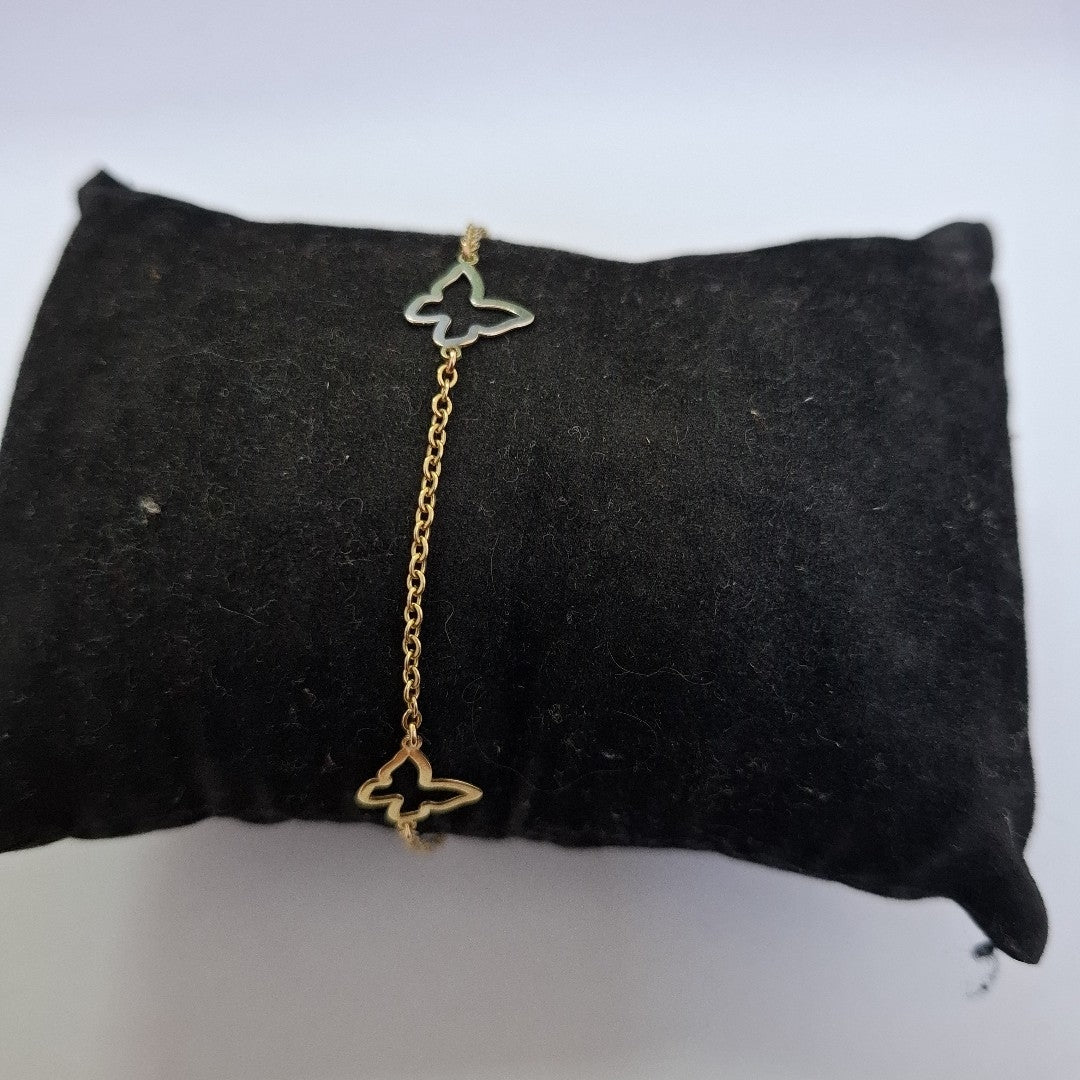PULSERA ESPECIAL C MARIPOSAS 14K 18 CM 1.7 GR (NUEVO)