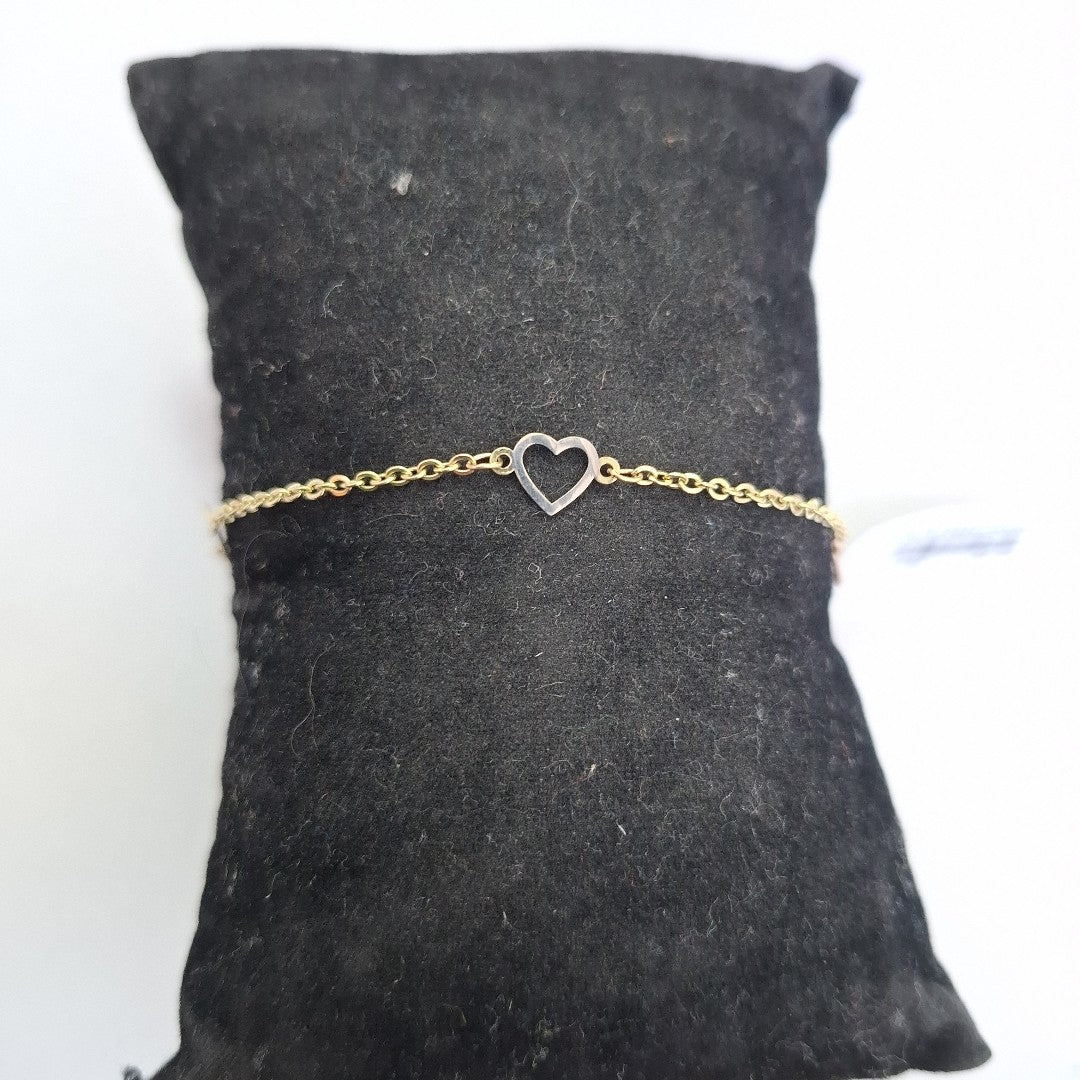 PULSERA ESPECIAL CON CORAZONES 14K 18 CM 1.3 GR (NUEVO)