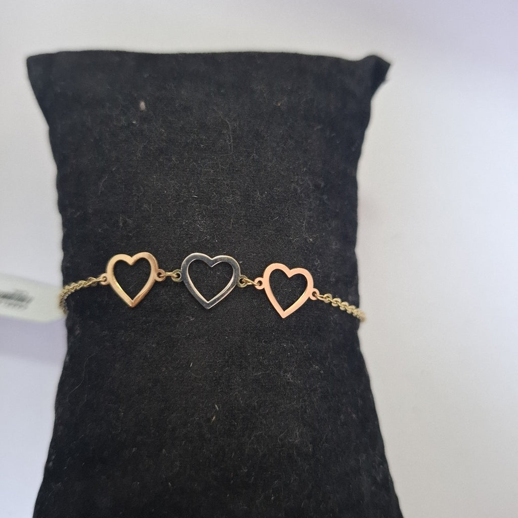 PULSERA ESPECIAL CON CORAZONES 14K 18 CM 1.3 GR (NUEVO)