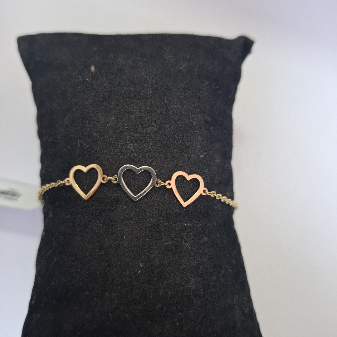 PULSERA ESPECIAL CON CORAZONES 14K 18 CM 1.3 GR (NUEVO)