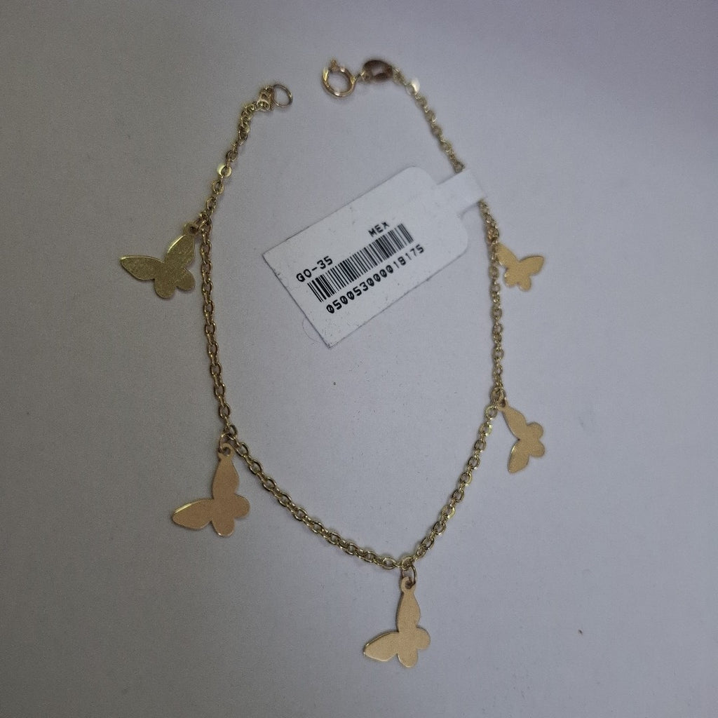 PULSERA ESPECIAL CON MARIPOSAS 14K 18 CM 2.1 GR (NUEVO)
