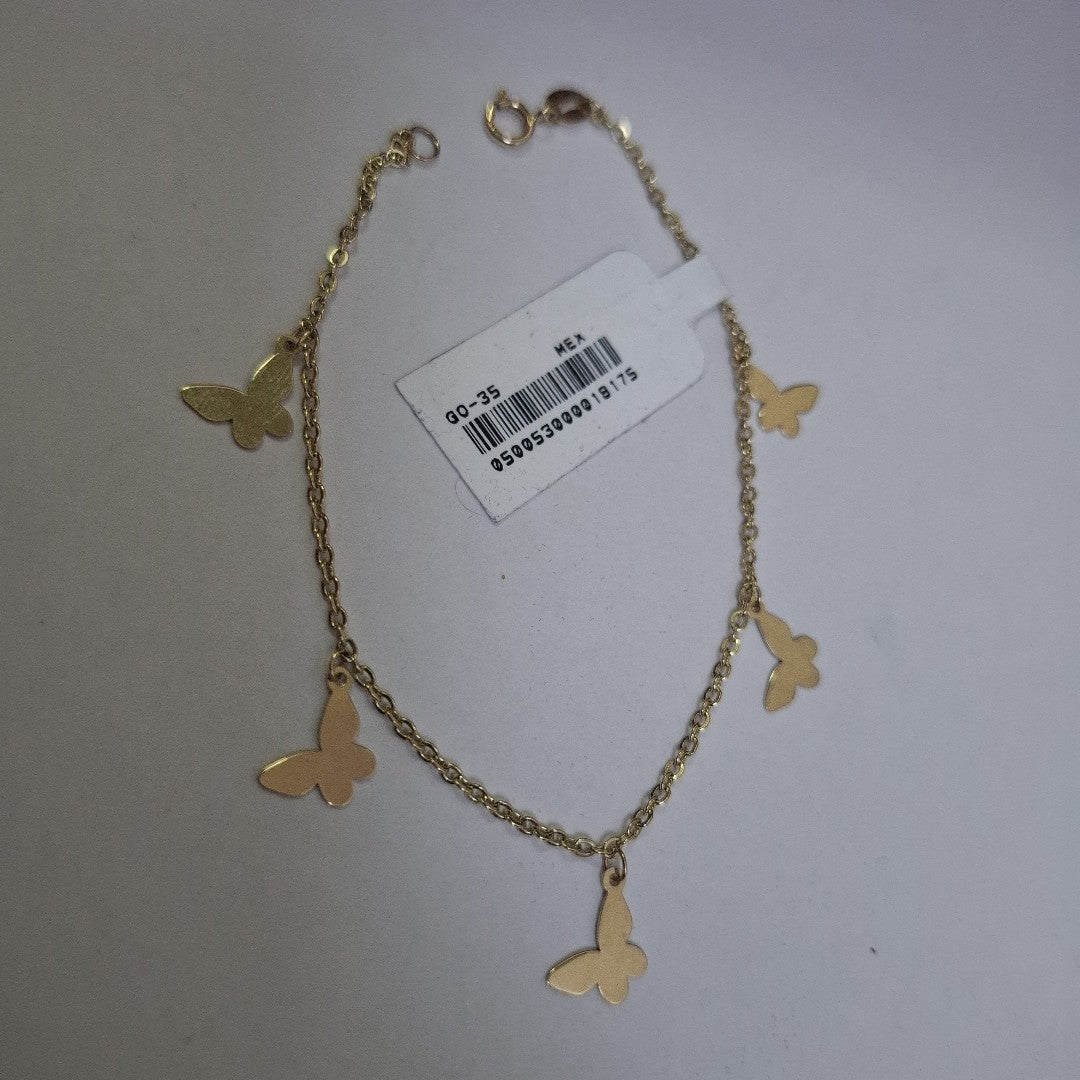 PULSERA ESPECIAL CON MARIPOSAS 14K 18 CM 2.1 GR (NUEVO)