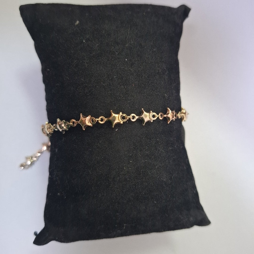 PULSERA TEJIDO ESPECIAL ESTRELLAS COMBINADAS 14K 18 CM 2.3 GR (NUEVO)