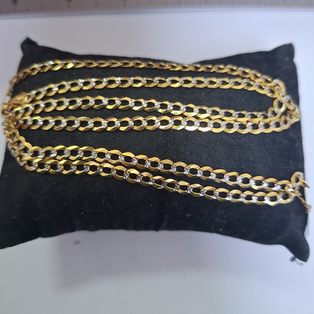 CADENAS BARBADA DIAMANTADA ORO 14K 60 CM 9.4 GR (NUEVO)