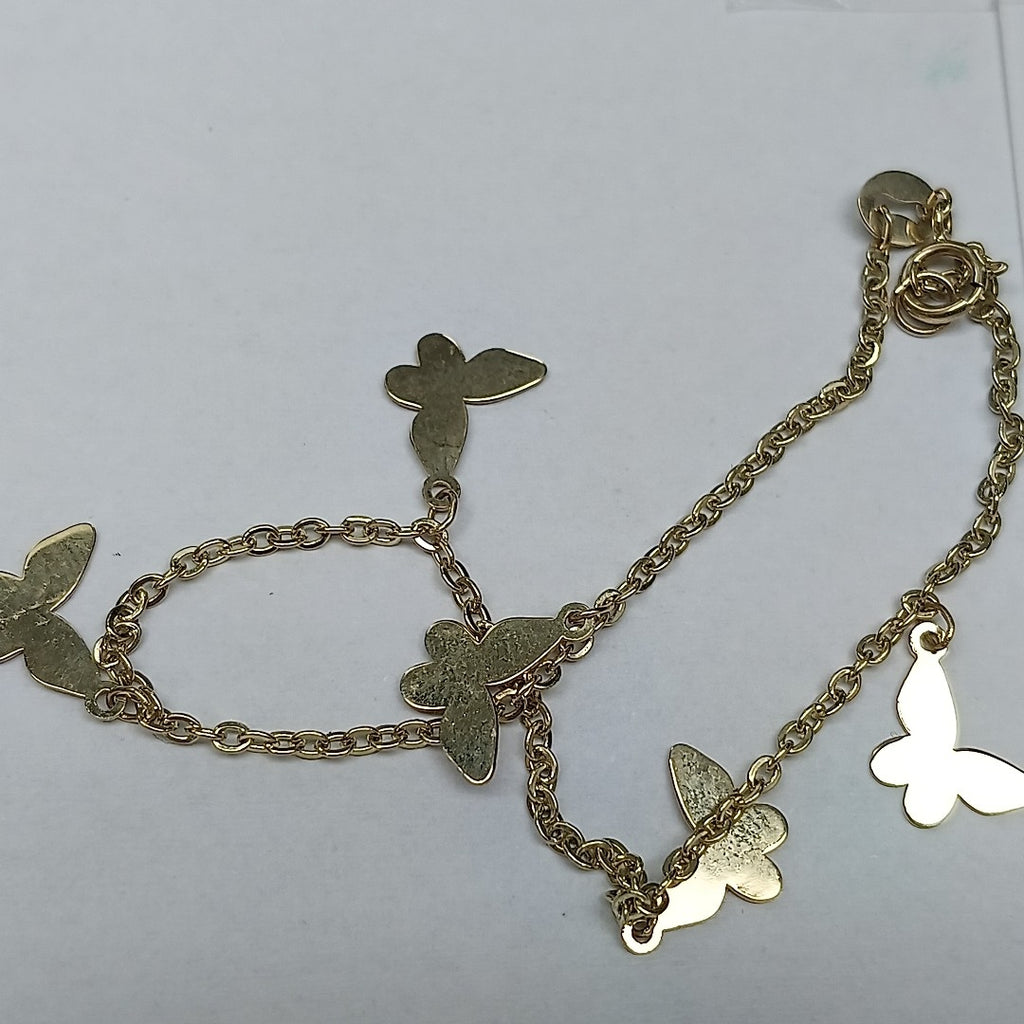 PULSERA ESPECIAL CON MARIPOSAS 14K 18 CM 2.1 GR (NUEVO)