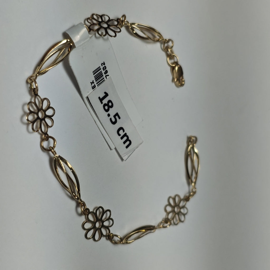 PULSERA ESPECIAL CON FLORES 14K 18 CM 2.7 GR (NUEVO)