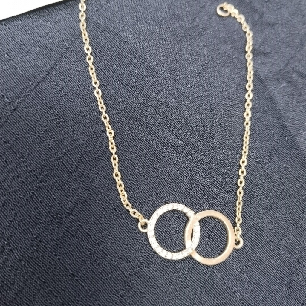 PULSERA TEJIDO ESPECIAL FIG AROS UNIDOS C CIRCS 14K 18 CM 2.1 GR (NUEVO)
