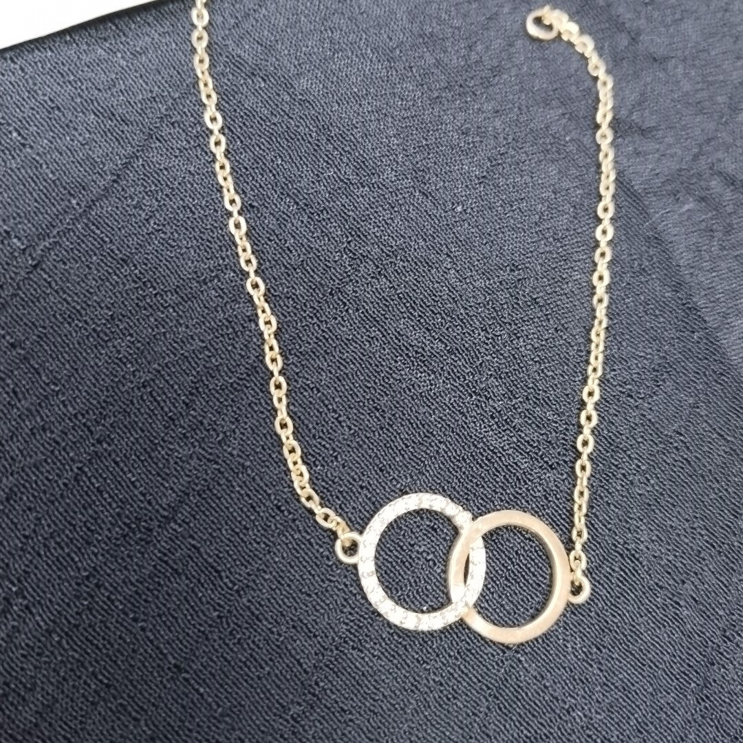 PULSERA TEJIDO ESPECIAL FIG AROS UNIDOS C CIRCS 14K 18 CM 2.1 GR (NUEVO)
