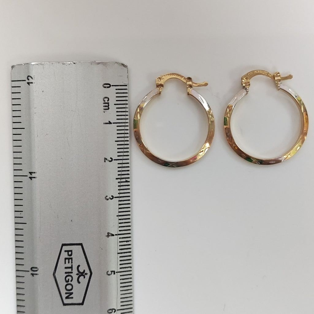 ARETES TEJIDO ARRACADAS BISELADAS COMBINADAS 14K 1.4 GR (NUEVO)
