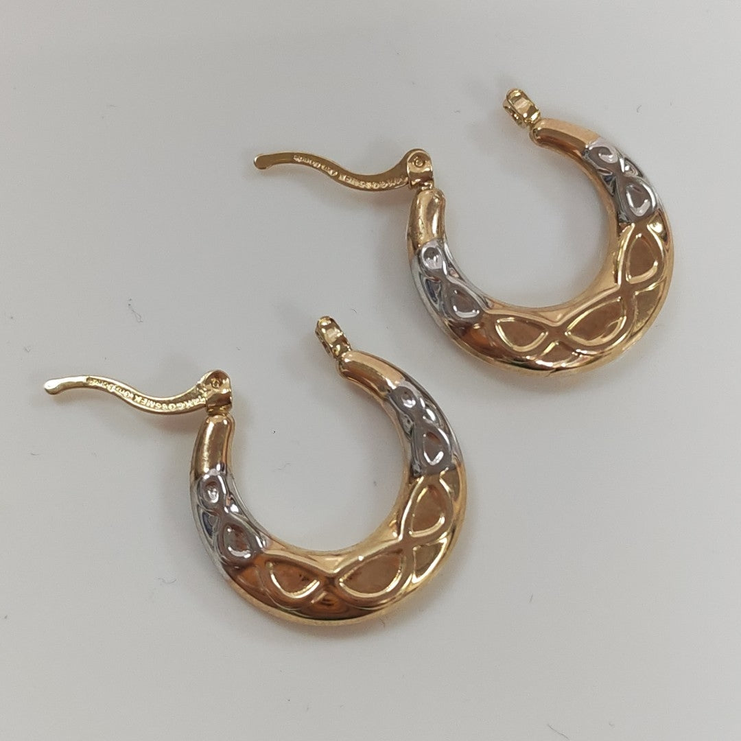 ARETES ARRACADAS COMBINADAS CON INFINITO 14K 2.3 GR (NUEVO)