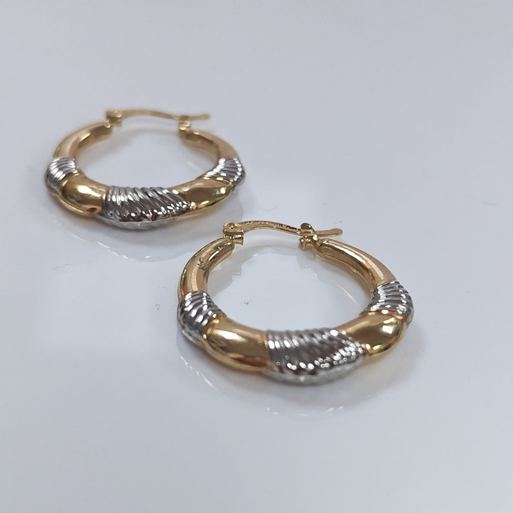 ARETES ARRACADAS HUECAS COMBINADAS 14K 2.6 GR (NUEVO)