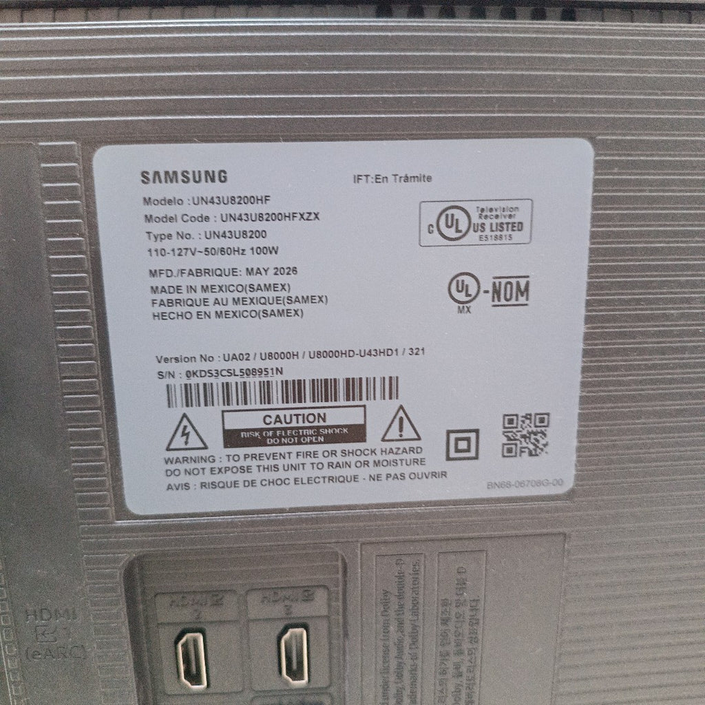 PANTALLA SAMSUNG UN43U8200HF (2026) 43" LED 4K (SEMINUEVO)