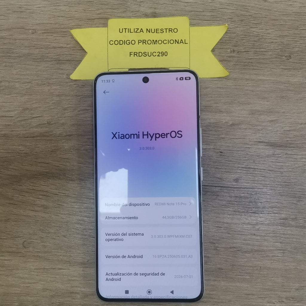CELULAR XIAOMI REDMI NOTE 15 PRO 25100RA69G (2025) 256 GB 8 GB RAM (SEMINUEVO)