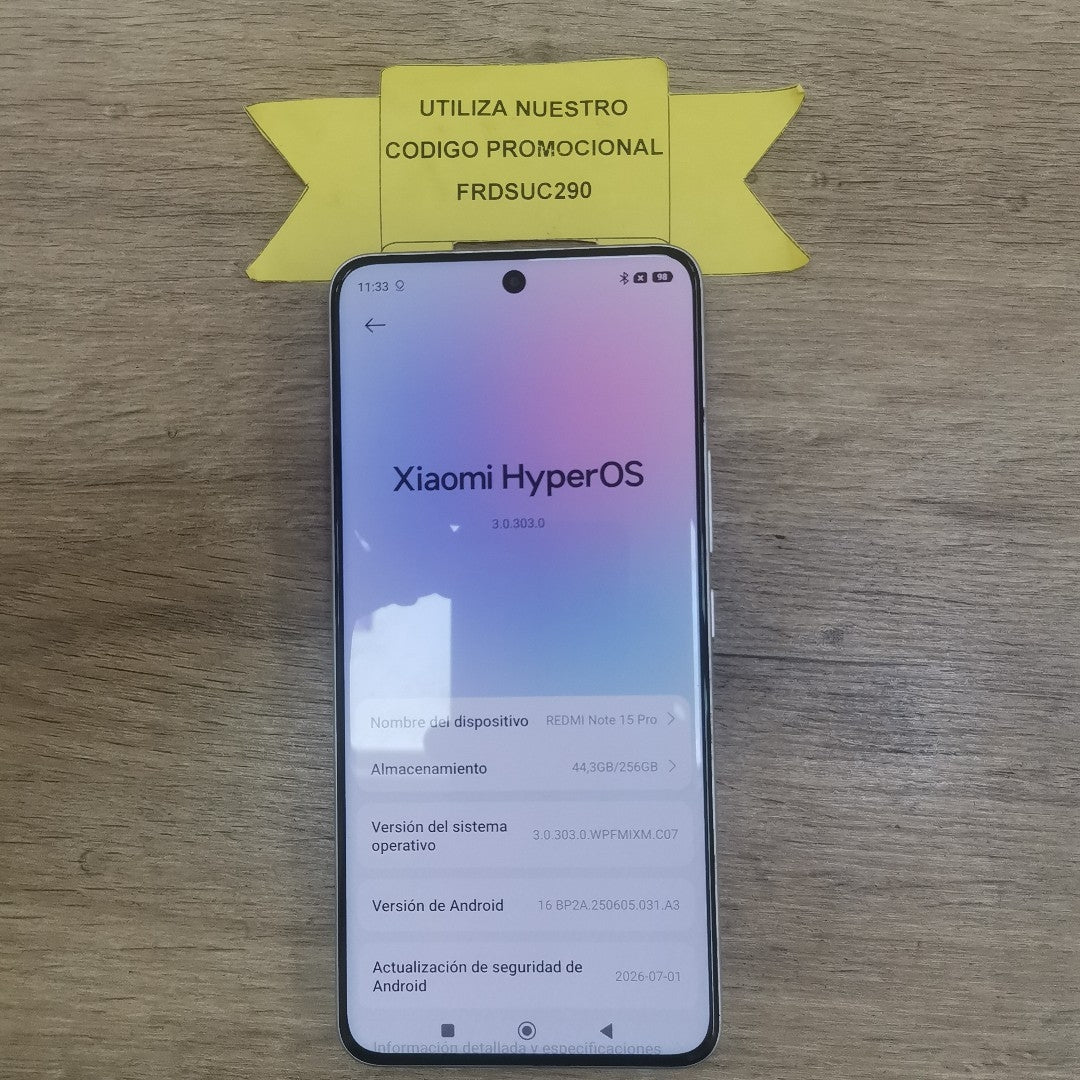 CELULAR XIAOMI REDMI NOTE 15 PRO 25100RA69G (2025) 256 GB 8 GB RAM (SEMINUEVO)