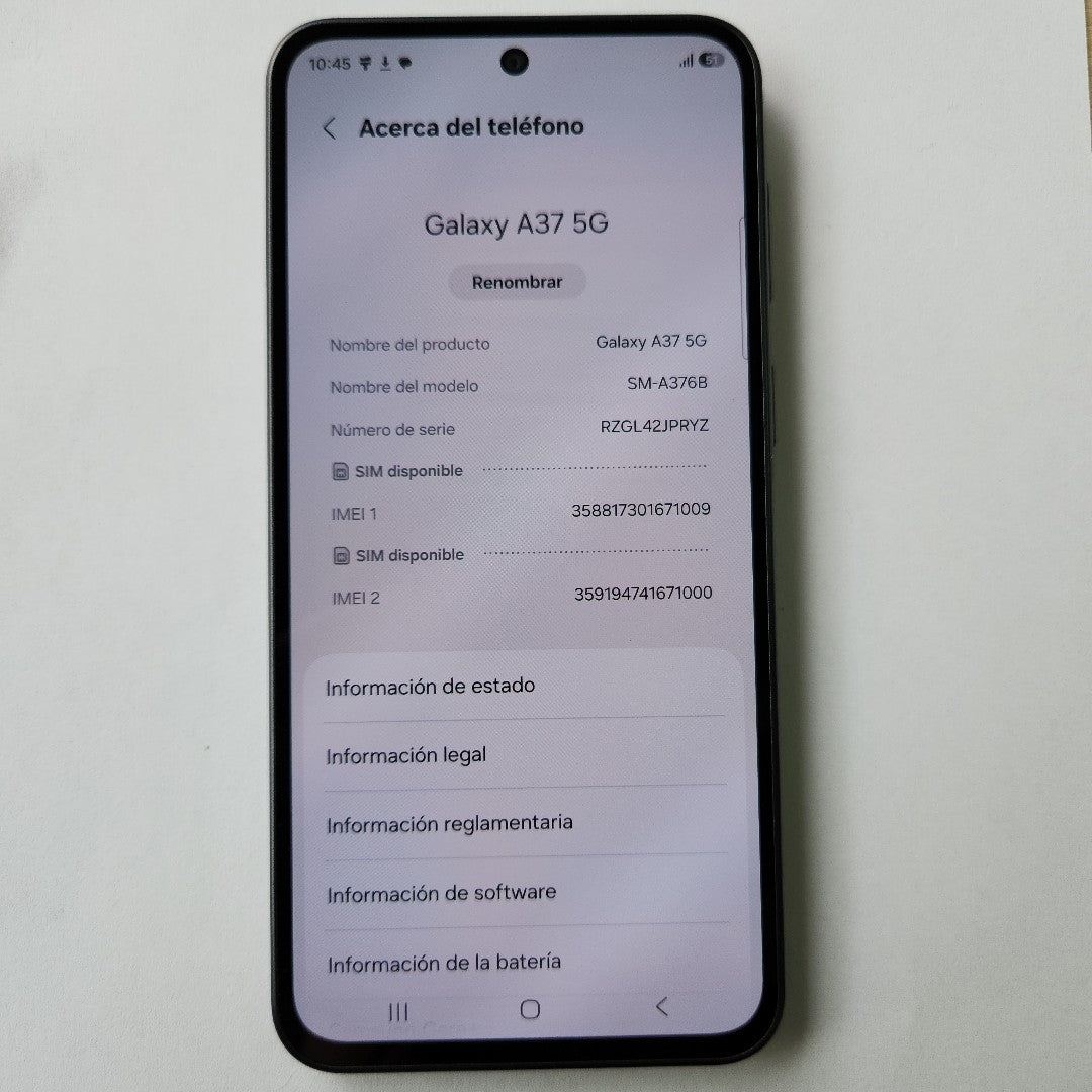 CELULAR SAMSUNG GALAXY A37 SM-A376B (2026) 256 GB 8 GB RAM (SEMINUEVO)
