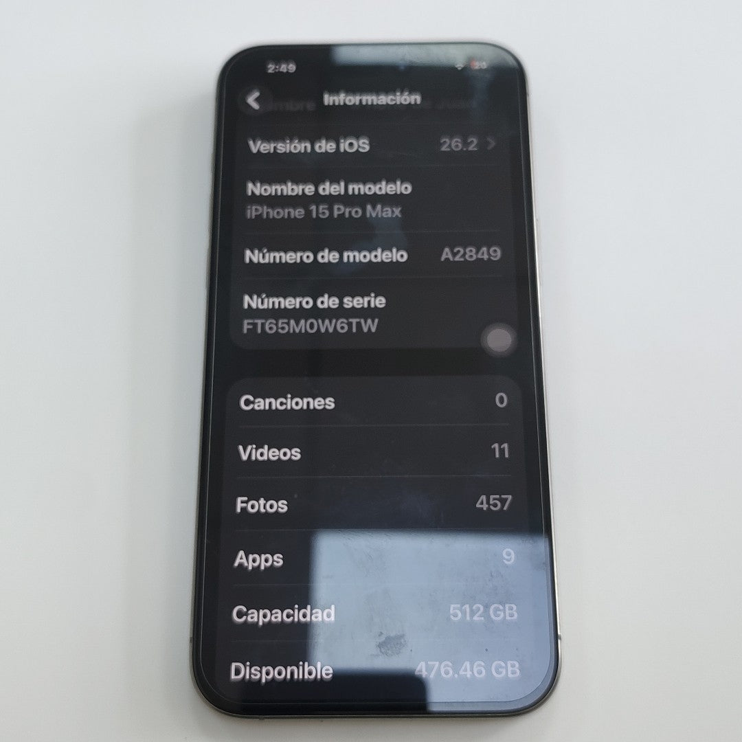 CELULAR APPLE IPHONE 15 PRO MAX A3108 (2023) 512 GB 8 GB RAM (SEMINUEVO)