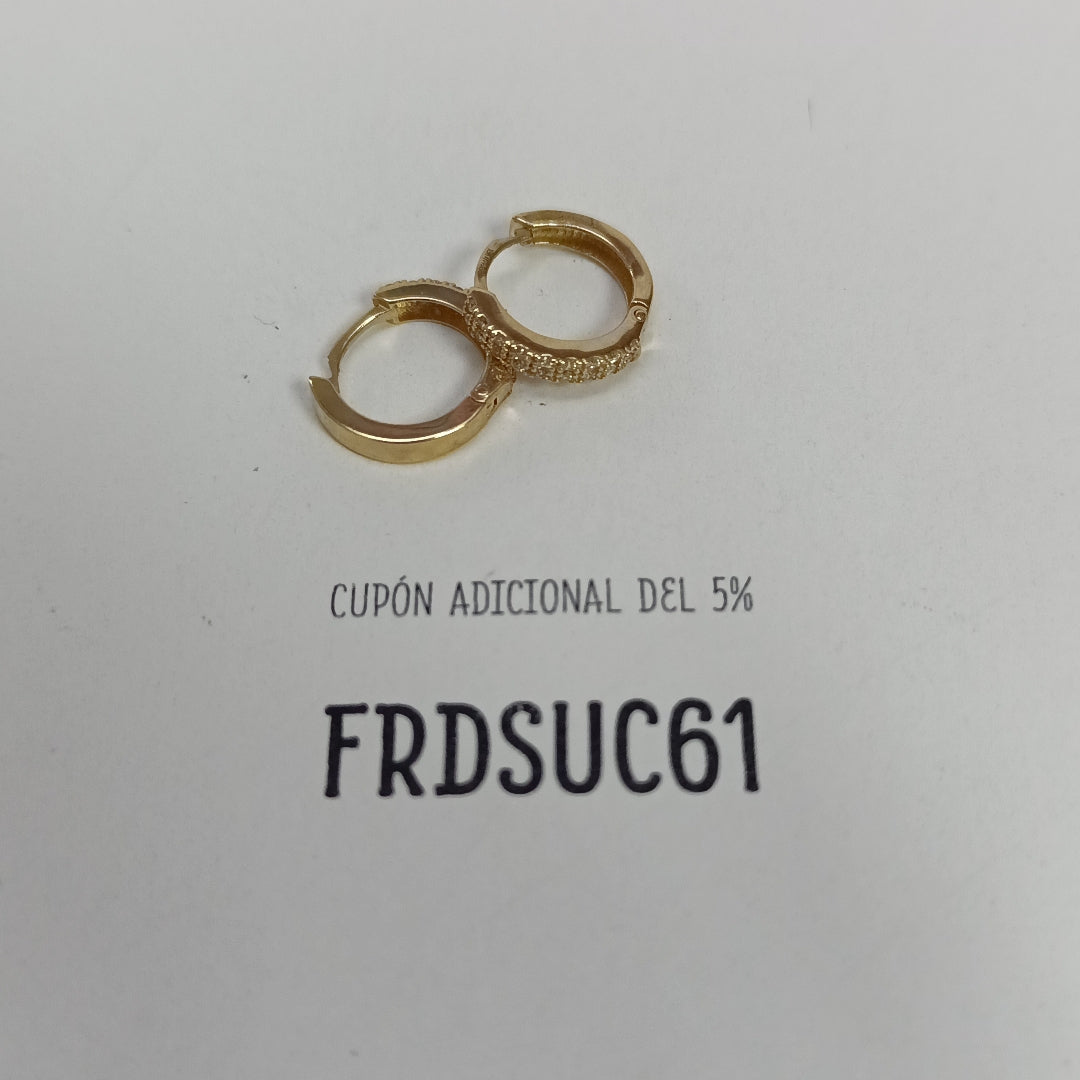 ARETES HUGGIES C CIRCONIA 14K 1.7 GR (NUEVO)