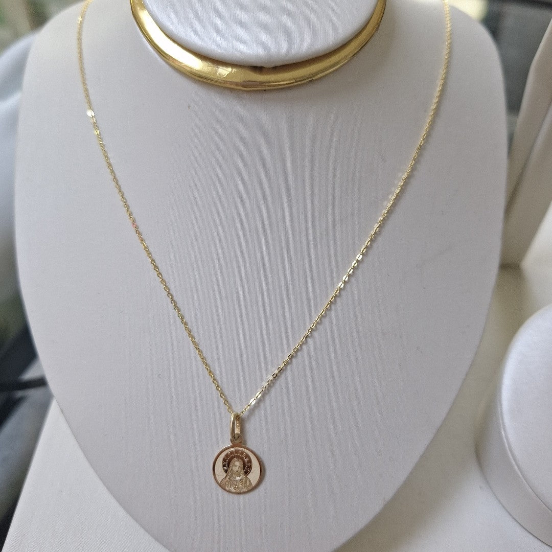 CADENA,MEDALLA RELIGIOSA ORO 14 K 1,10 GRMS (SEMINUEVO)