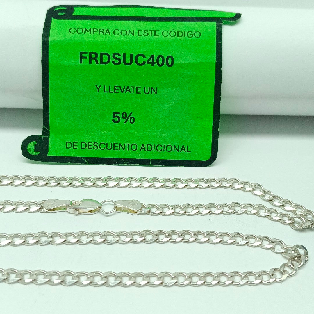 CADENA TEJIDO BARBADO PLATA .925 60 CM 12.9 GR (NUEVO)