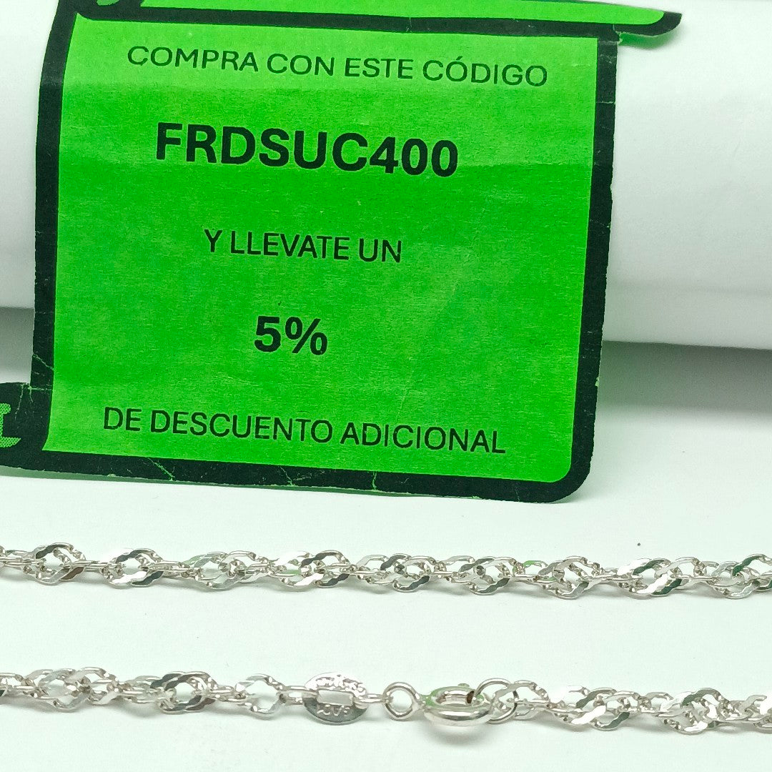 CADENA TEJIDO MEDIO TORZAL PLATA .925 55 CM 5.8 GR (NUEVO)