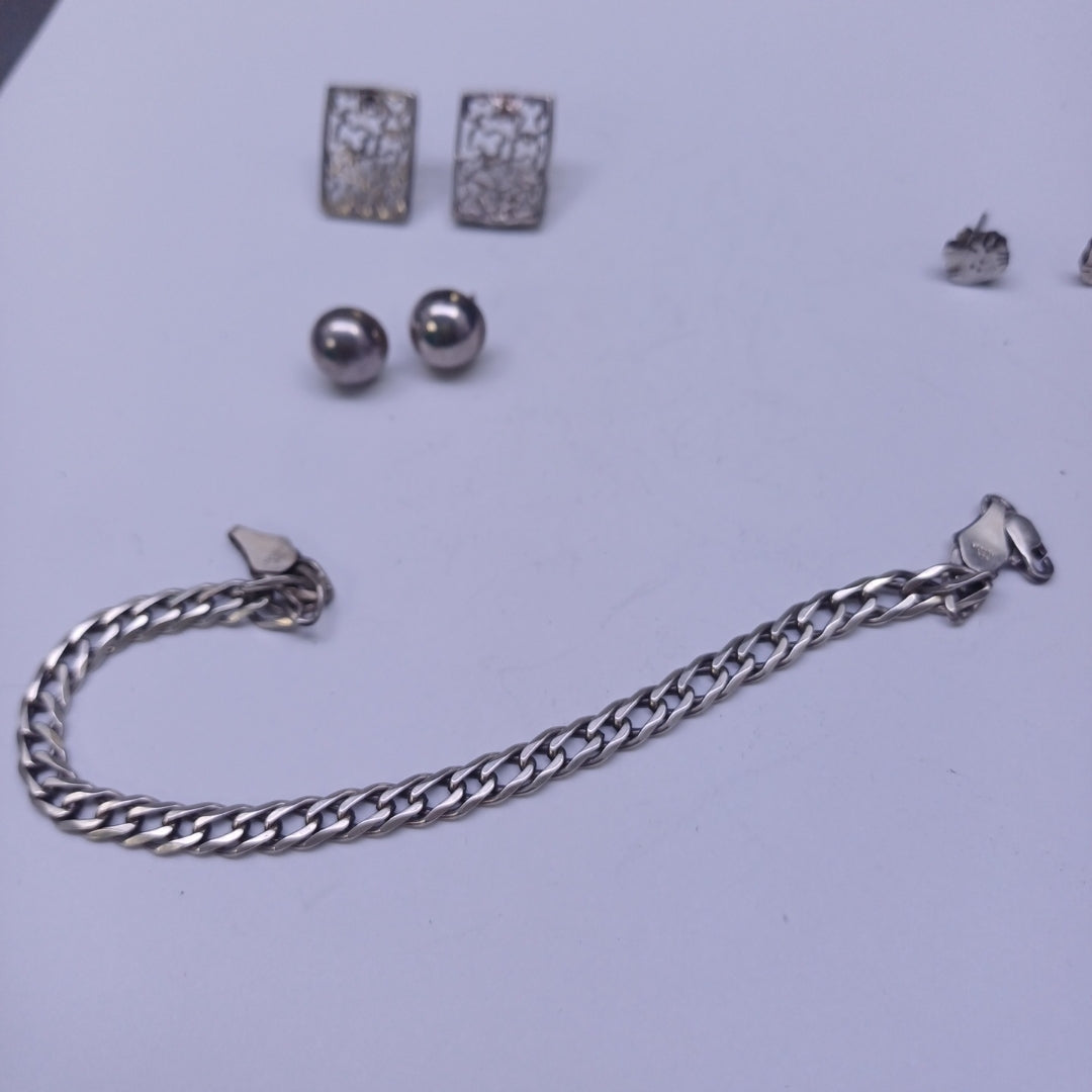 ARETES PAR, BRAZALETE, DIJE PLATA 15 GRMS (SEMINUEVO)