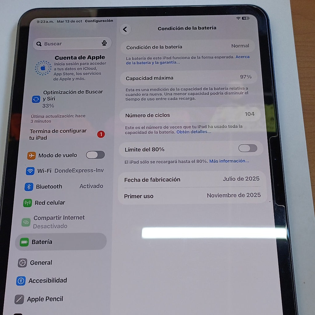 TABLETA APPLE IPAD PRO (M5) 11" A3358 (2025) 256 GB 12 GB RAM (SEMINUEVO)