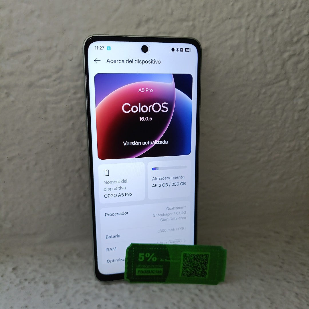 CELULAR OPPO A5 PRO CPH2711 (2025) 256 GB 8 GB RAM (SEMINUEVO)