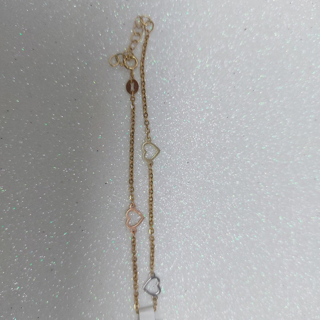 PULSERA ESPECIAL CON CORAZONES 10K 18 CM 1.2 GR (NUEVO)