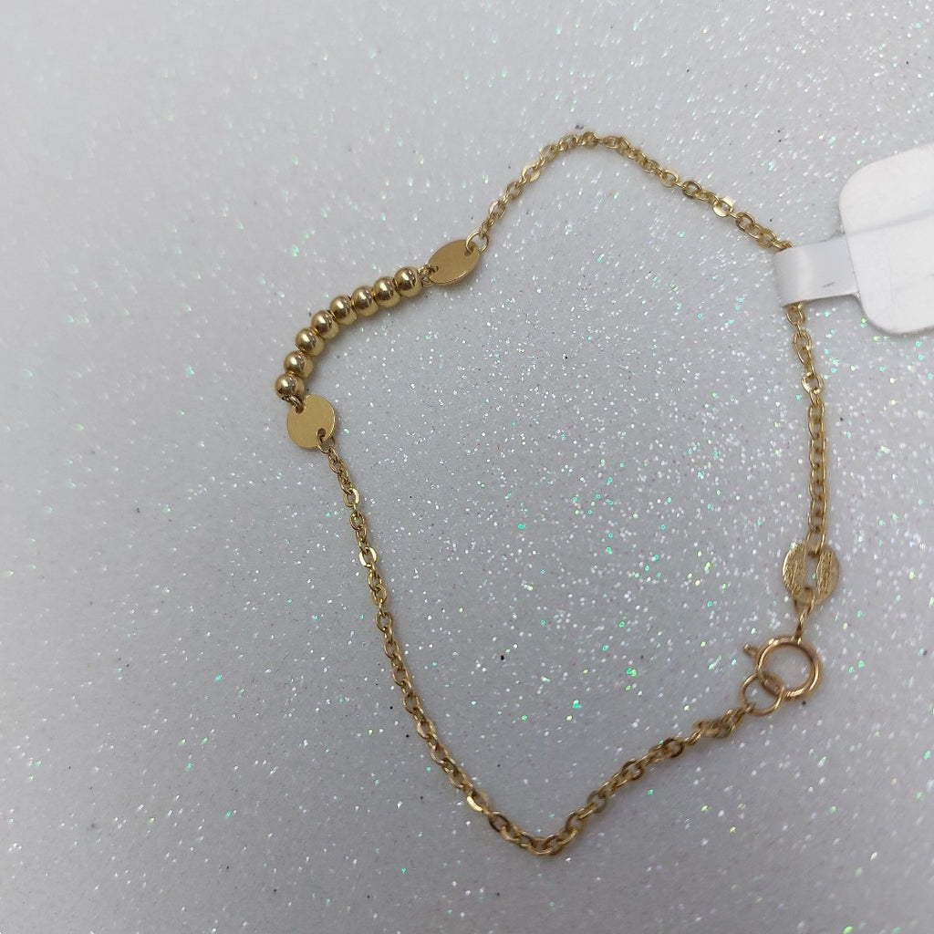 PULSERA TEJIDO ESPECIAL CON BOLITAS 14K 18 CM 1.8 GR (NUEVO)