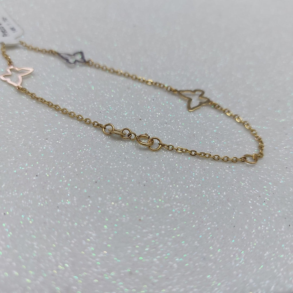 PULSERA ESPECIAL C MARIPOSAS 14K 18 CM 1.7 GR (NUEVO)