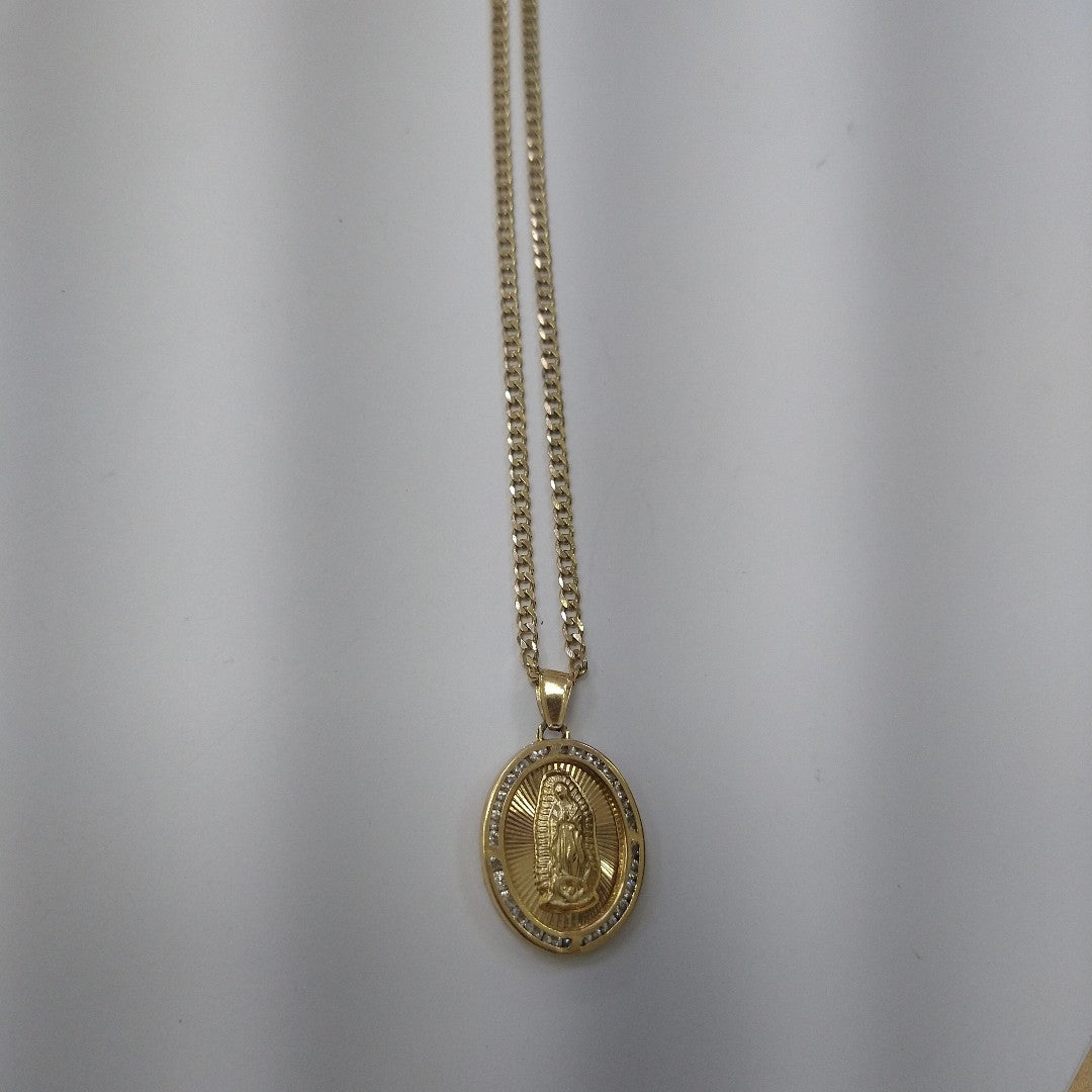 CADENA, MEDALLA RELIGIOSA ORO 10 K 7 GRMS (SEMINUEVO)