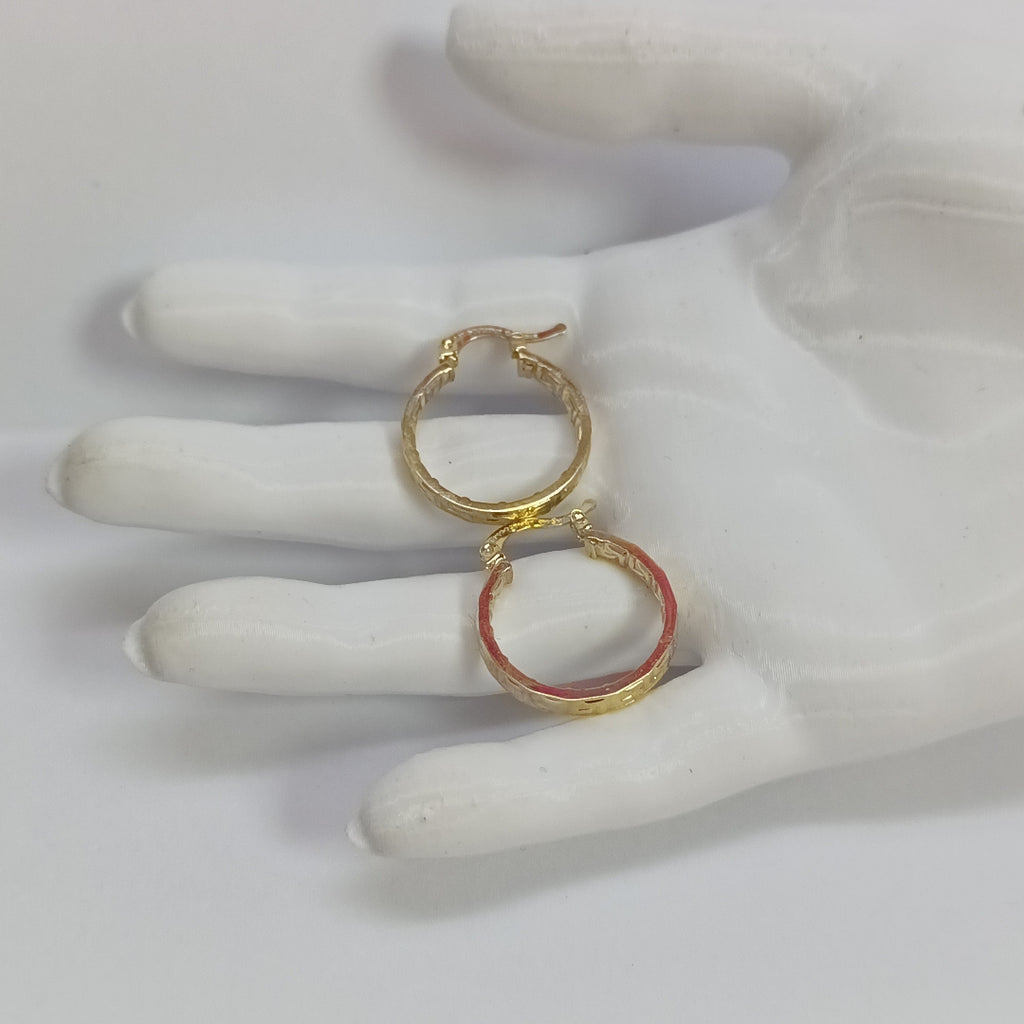 ARETES TEJIDO ARRACADAS TIPO GRECAS 14K 2 GR (NUEVO)