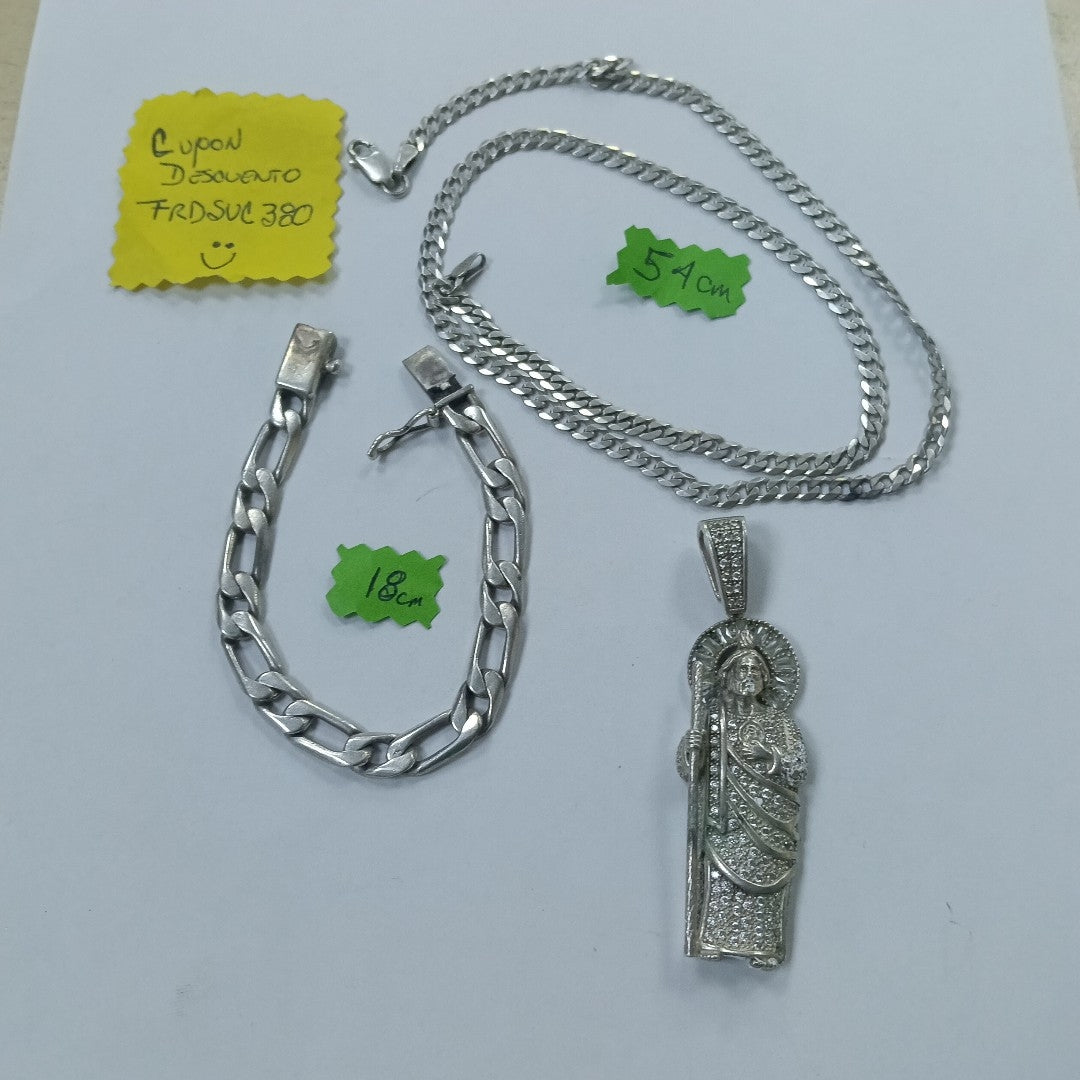 CADENA,DIJE,PULSERA PLATA 63,00 GRMS (SEMINUEVO)
