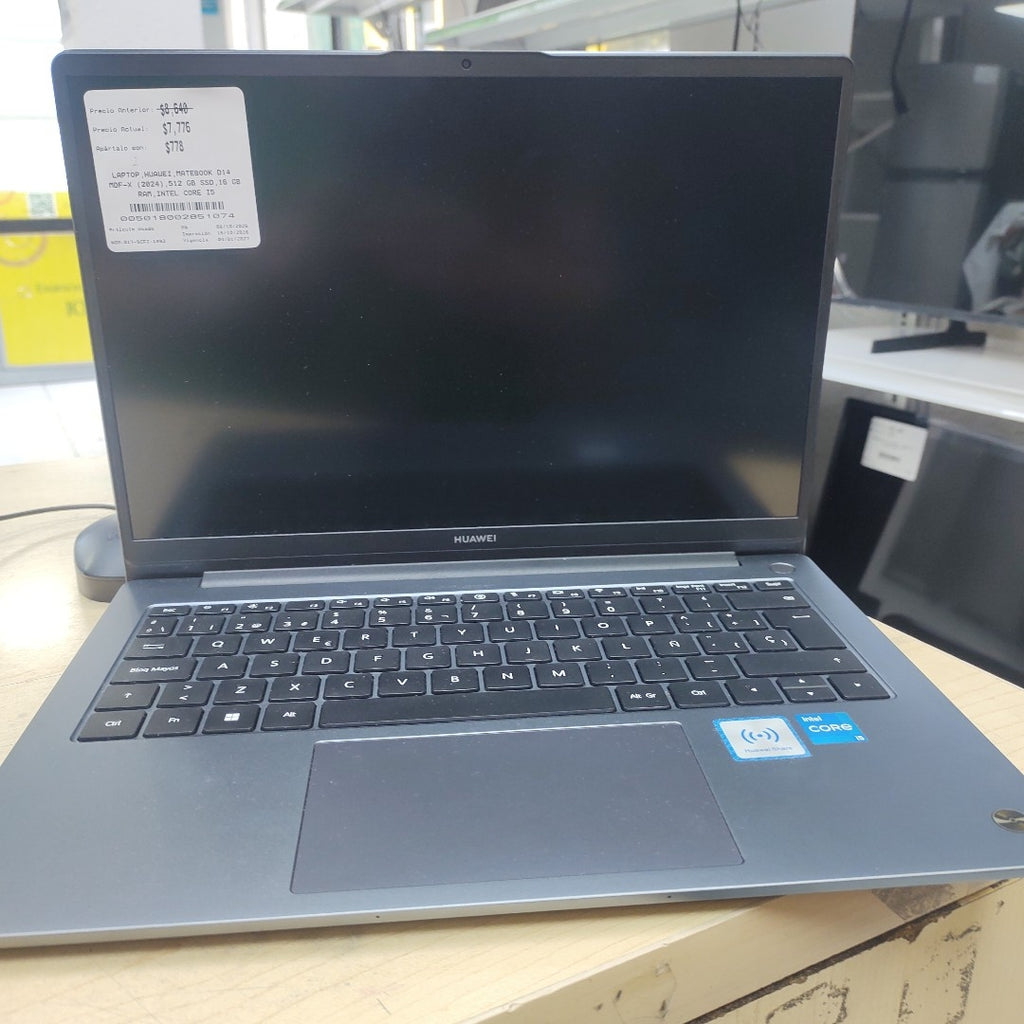 LAPTOP HUAWEI MATEBOOK D14 MDF-X (2024) 512 GB SSD 16 GB RAM (SEMINUEVO)