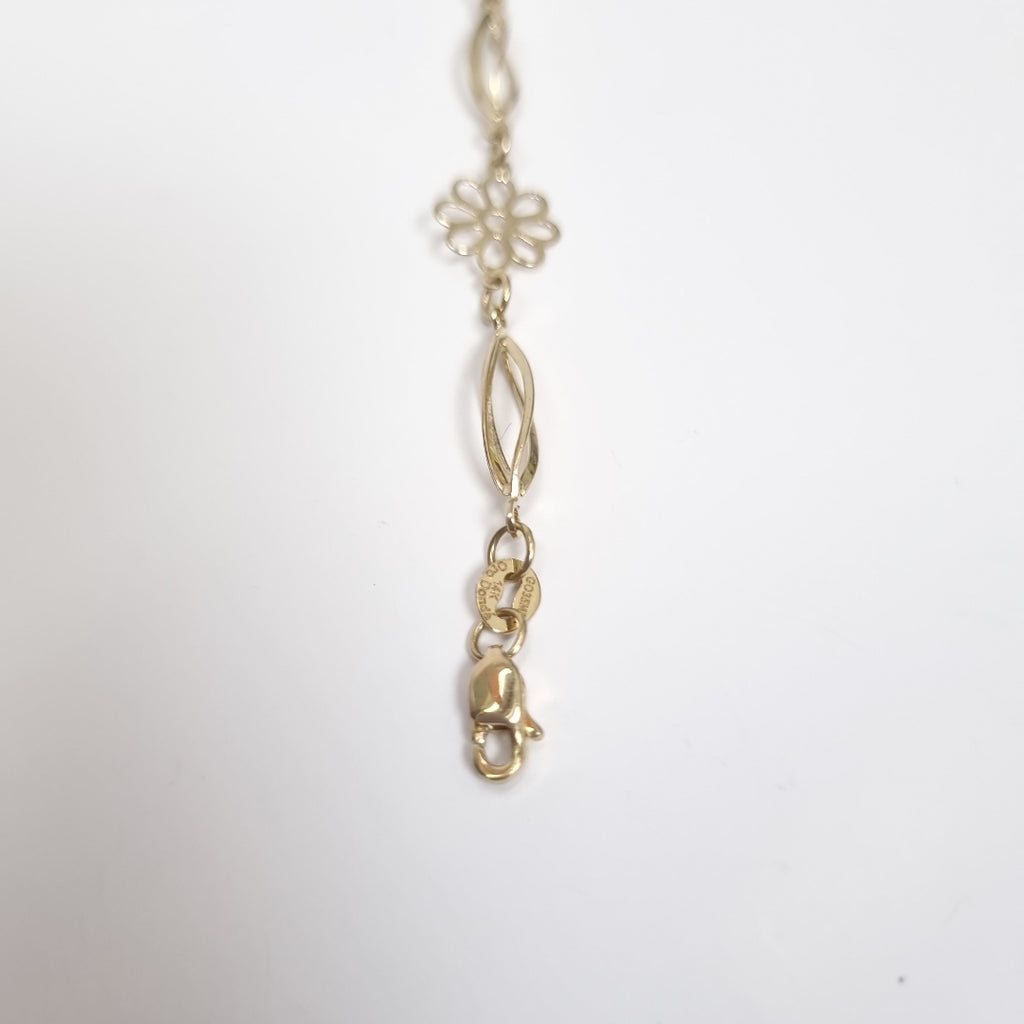 PULSERA ESPECIAL CON FLORES 14K 18 CM 2.7 GR (NUEVO)