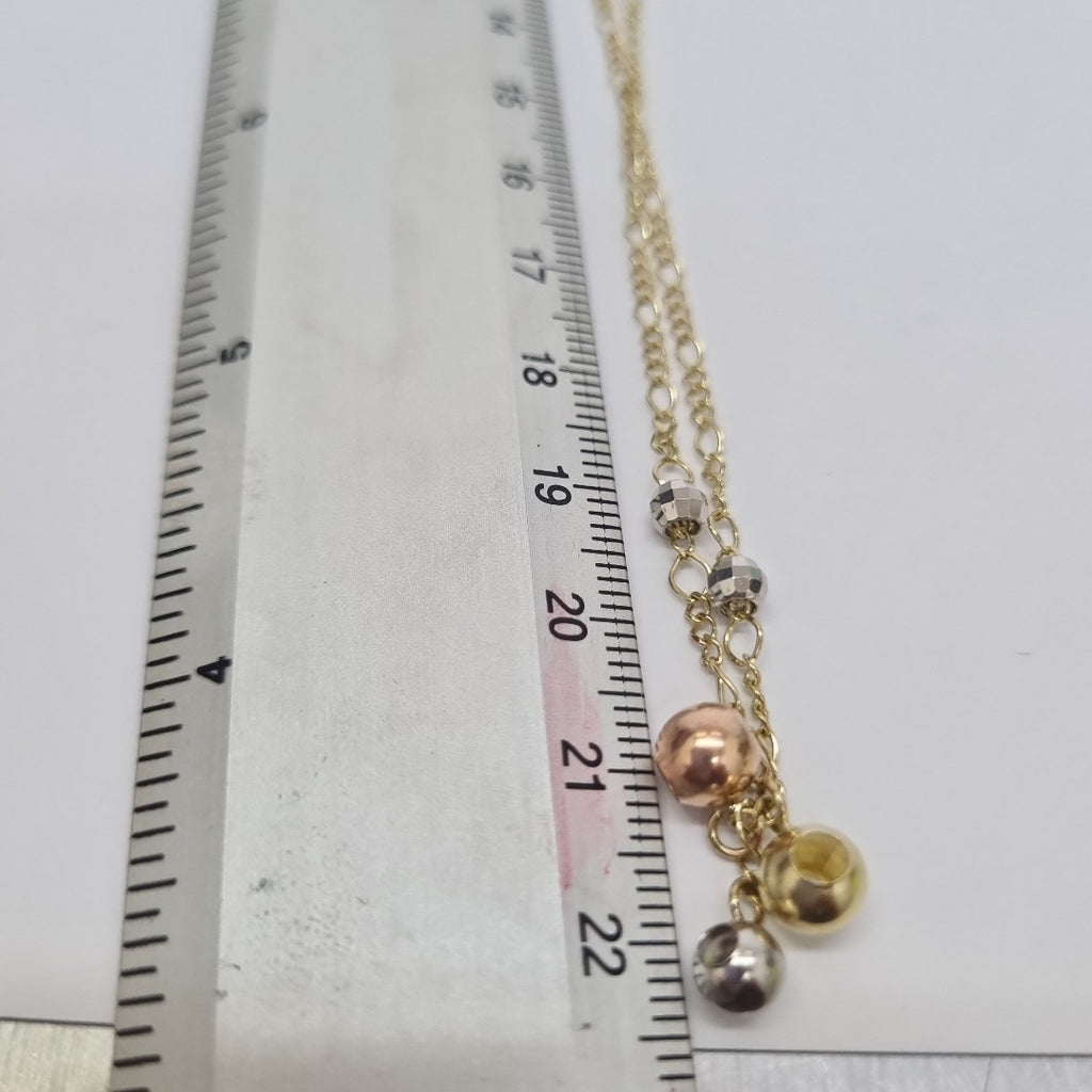CADENA GARGANTILLA 3X1 CON ESFERAS COMBINADAS 14K 45 CM 3.1 GR (NUEVO)