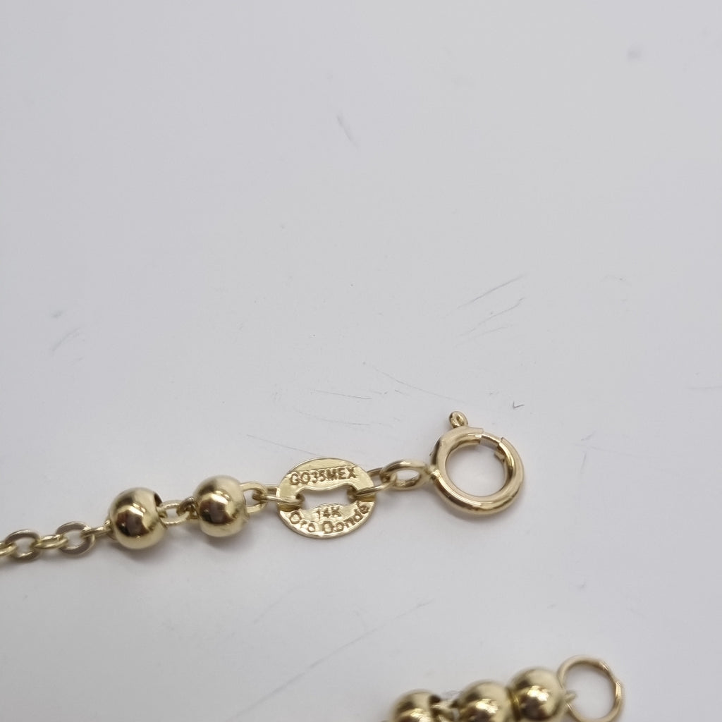 PULSERA TEJIDO ESPECIAL C CORAZONES 14K 18 CM 1.7 GR (NUEVO)