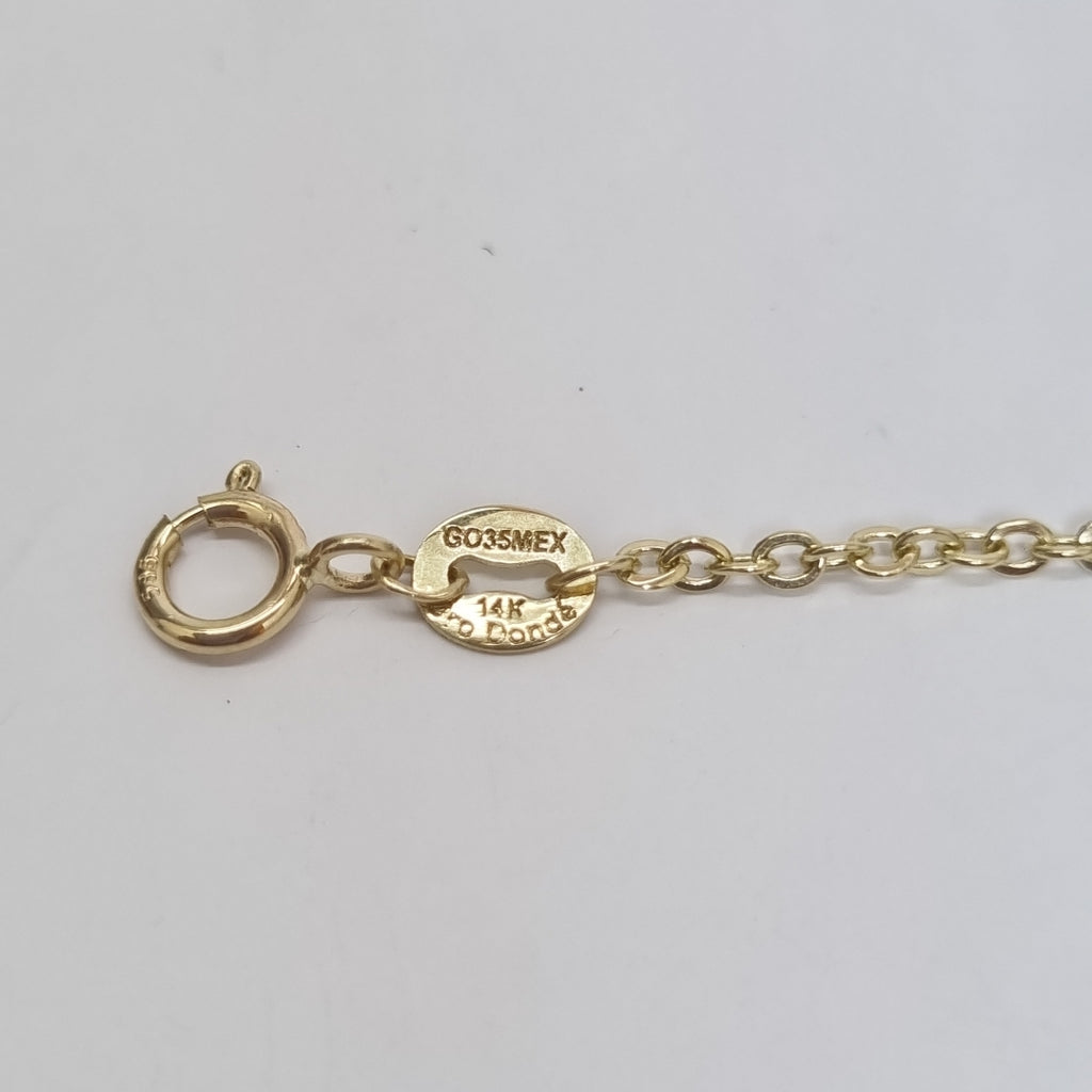 PULSERA TEJIDO ESPECIAL FIG CORAZONES 14K 18 CM 1.3 GR (NUEVO)