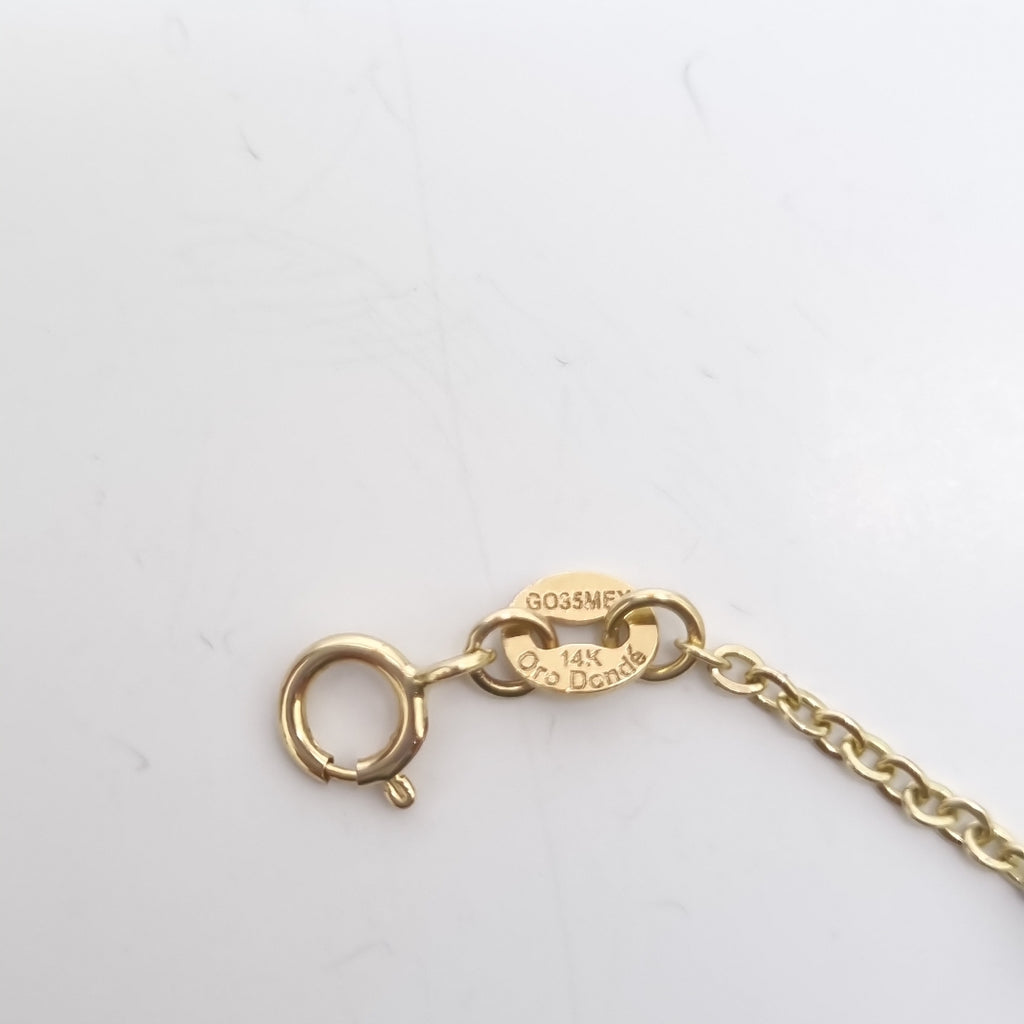 PULSERA ESPECIAL CON TREBOL 14K 18 CM 1.8 GR (NUEVO)